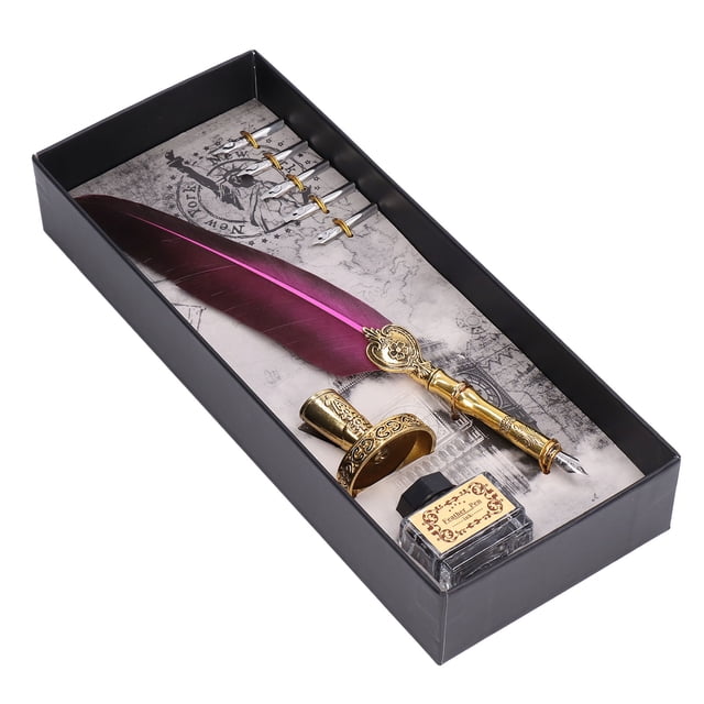 Pluma Pluma Escritura cómoda y fluida Elegancia vintage Mano de obra exquisita Pluma para regalos CaligrafíaPúrpura oscuro