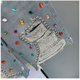 thumbnail image 4 of Pantalones cortos vaqueros de cintura alta con cuentas de diamantes de imitación para mujer, ropa de calle de tendencia, pantalones cortos, verano 2023, 4 of 5