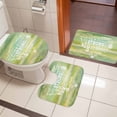 thumbnail image 5 of Love Text Bathroom Rugs Set Vintage Warm Embraces Positive Energy Love Green Yellow Non Slip Absorbent Soft Bath Mats 3 Piece Set with Bathroom Rug, U-Shaped Floor Mat, Toilet Seat Cover Small Size, 5 of 9