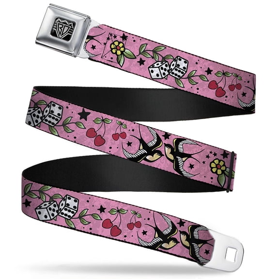 Buckle-Down Belt, Seatbelt Buckle Belt, Lucky Close Up Pink, 30 to 44 Inches