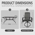 thumbnail image 5 of Yardgrace 7-Piece Patio Dining Set with Swivel Textilene Chairs & Rectangular Table, Black/Gray, 5 of 10