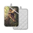 thumbnail image 2 of Two Pieces Of Square Heat Insulation Pad Oven Mitts 7x9.8 Inch Oven Microwave Kitchen Cooking Baking Cool Big Head Dinosaur, 2 of 7