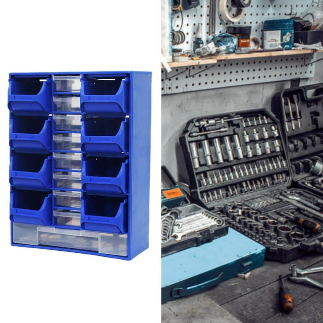Organizador de piezas de hardware Contenedores de almacenamiento montados en la pared para suministros de manualidades Pernos Azul