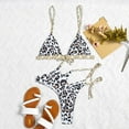thumbnail image 3 of BONIXOOM Tummy Control Swimsuits For Women Bandeau Tie Solid Bikinis Bikini Summer Swimwears on Clearance Leopard Size 4, 3 of 7