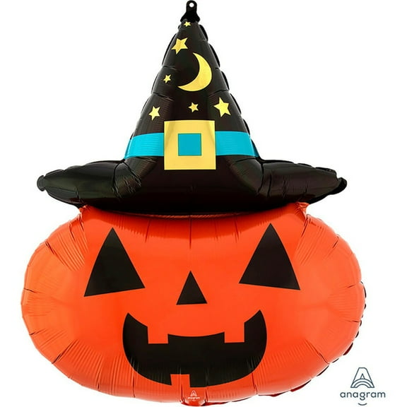 28 inch Witchy Pumpkin Foil Mylar Balloon - Party Supplies Decorations
