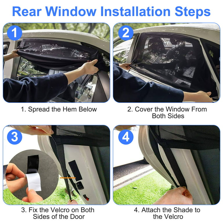 TSV 2pcs Car Rear Side Window Sun Visor, Car Front Window Shade