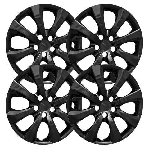 Fuel Rider Set of 4 16 inch Gloss Black Snap-On Hubcaps With 8 Spoke Compatible With 2020-2025 Toyota Corolla Standard Steel Wheel Covers