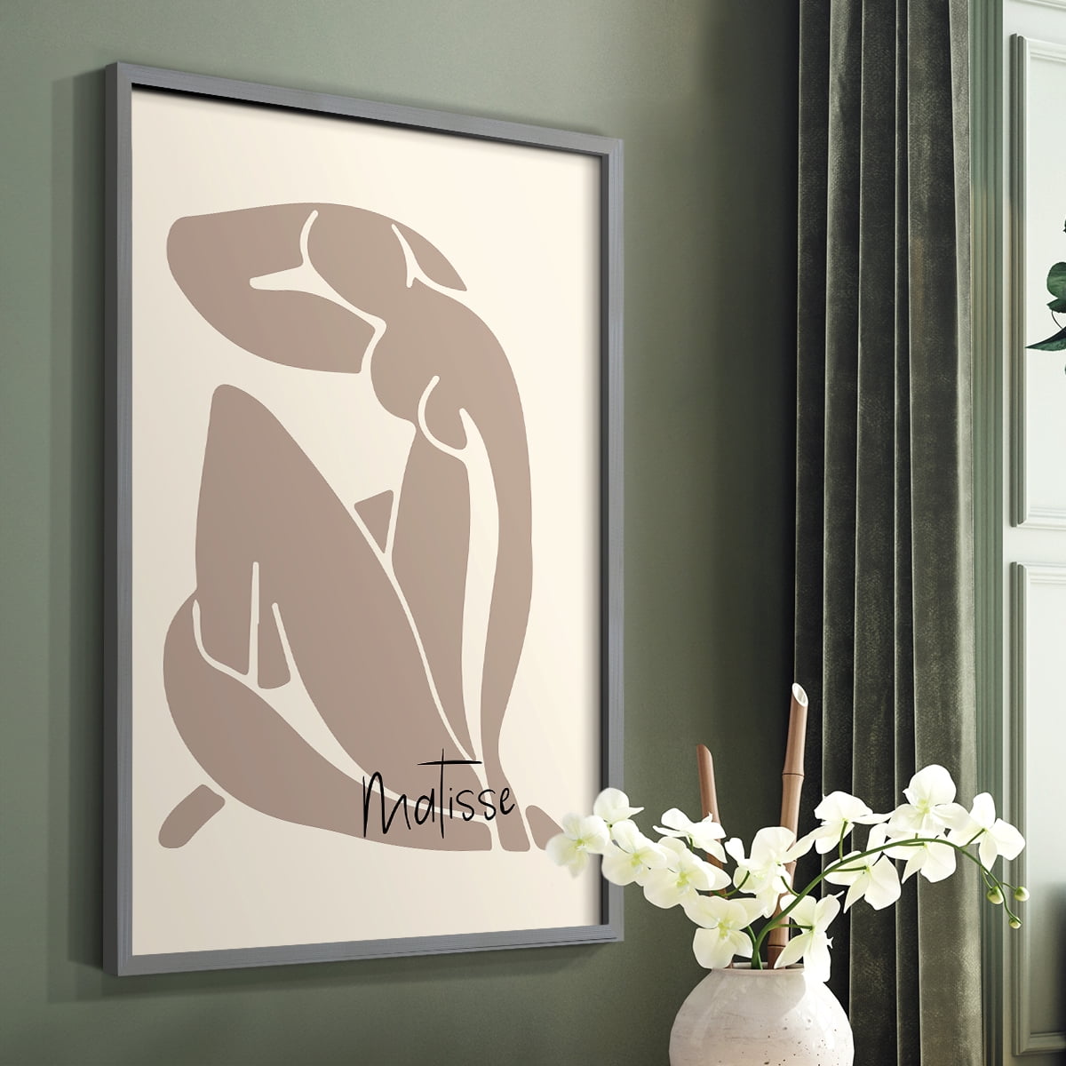 Matisse CCCVIII in Gray Solid Wood 11 x 14 Framed Print