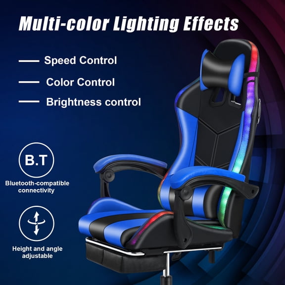 GZKN Gaming Chair with Bluetooth-compatible Speakers and RGB LED Lights Massage Chair