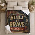 thumbnail image 5 of Built By Brave Roots Patriotic Shield, Dramatic Rustic Scene, Warm Flannel Blanket for Living Room and Bedroom with Detailed Artwork, Art Lovers Housewarming Gift, Rustic Home Decor, 5 of 9