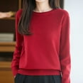 thumbnail image 4 of XPMWRP Base Shirts for Womens Crew Neck Long Sleeves Ribbed Knit Solid Loose Fit Fashion Blouse T-Shirt Pullover Top Red XXL, 4 of 6