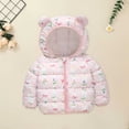 thumbnail image 2 of Mercatoo Winter Coat Toddler Baby Girl Boy Strawberry Print Bear Hood Puffer Jacket Light Zip Up Down Padded Jacket Coat, 2 of 4
