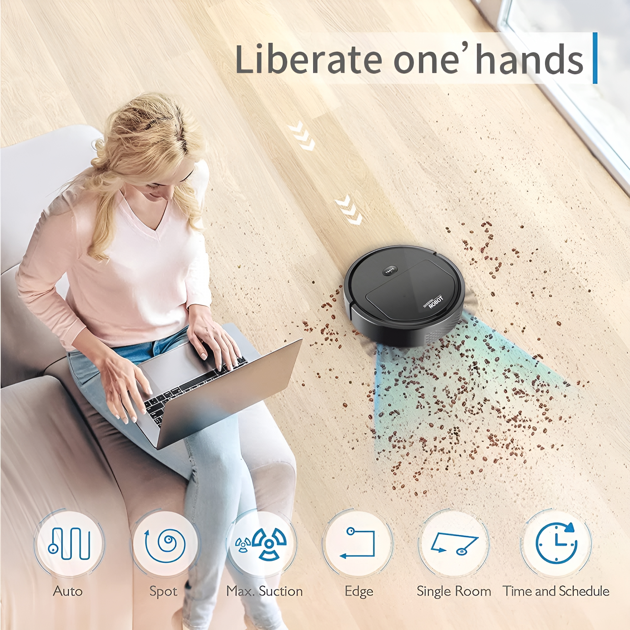 CURYMAY 2026 New Robot Vacuum Cleaner,Sweeping Robot,Ultra Slim Quiet,1800Pa Super-Strong Suction,Cleans Hard Floors to Medium-Pile Carpets,Integral Memory Multiple Cleaning Modes Vacuum for Hairs