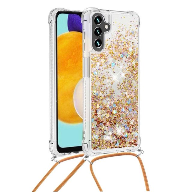 Funda FOXDOCK para Samsung Galaxy M13 5G con Cuerda Ajustable, Brillo Líquido, Protección Antigolpes y Lente – Ideal para Regalo