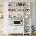 thumbnail image 2 of Bakers Rack with Power Outlet, 45in Wide Coffee Bar Cabinet with Storage, 6-Tier Kitchen Storage with Doors, Microwave Stand for Kitchen, Dining Room, 2 of 6