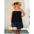 thumbnail image 5 of Ocean Blue Removable Straps Women's Plus Size Loose Fit Blouson Bandeau Tankini Top Bathing Suit Strapless Tankinis Swimsuits Black, 5 of 12