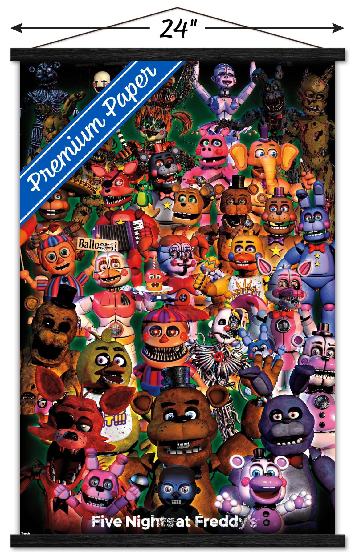 Five Nights at Freddy's - Ultimate Group Wall Poster with Wooden Magnetic Frame, 22.375" x 34"
