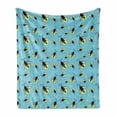 thumbnail image 1 of Firefly Soft Flannel Fleece Throw Blanket, Flying Spring Season Bugs Pastel Wings Kids Nursery Playroom, Cozy Plush for Indoor and Outdoor Use, 60" x 80", Dark Blue Grey Yellow, by Ambesonne, 1 of 6