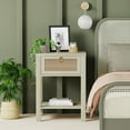 thumbnail image 7 of Surmoby Nightstand Set of 2,Boho Bedside Tables with Rattan Decor Drawer and Open Storage Shelf,Side Table End Tables for Bedroom or Living Room,Green, 7 of 7