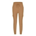 thumbnail image 4 of IROINNID Women's Cargo Pants Multi Bag Work Suit Pants Elastic Waist Lace Up Pants Long Pants,Khaki, 4 of 6