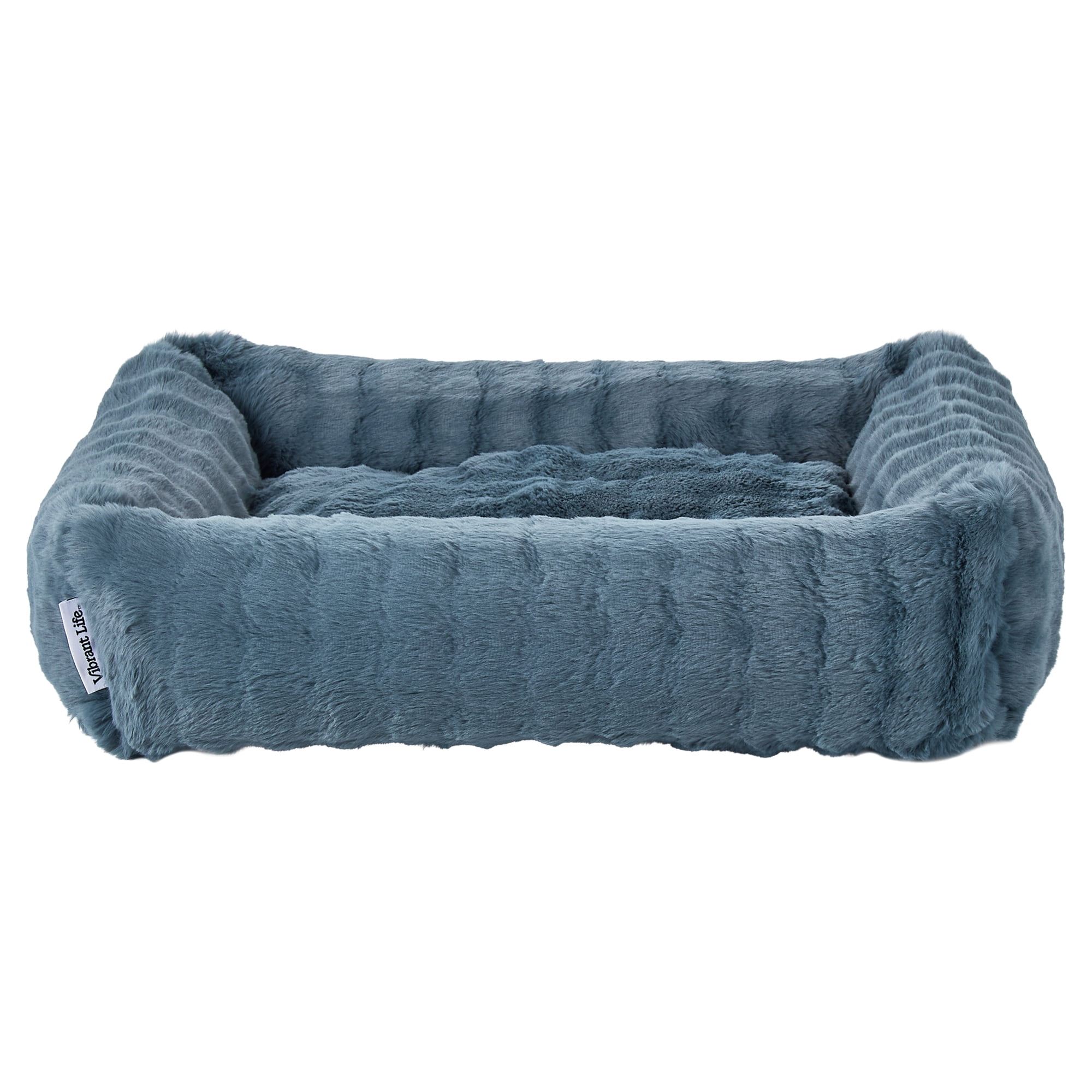 Vibrant Life Medium Bubble Fur Pet Bed, Blue, 27" x 21"
