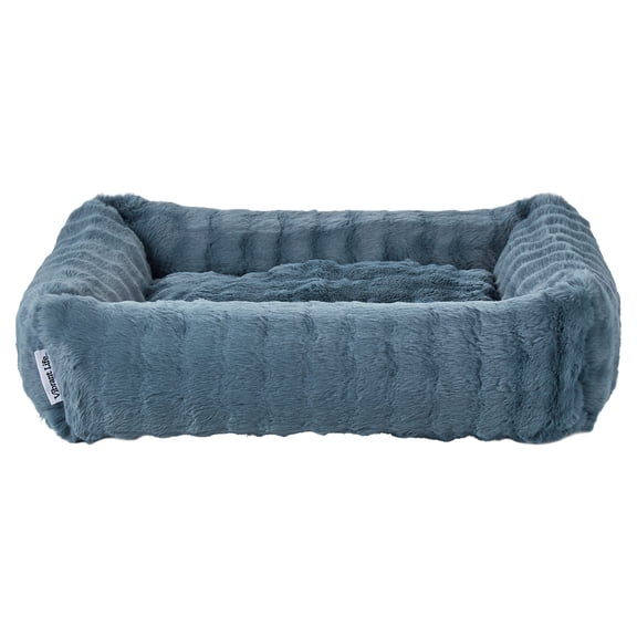 Vibrant Life Medium Bubble Fur Pet Bed, Blue, 27" x 21"