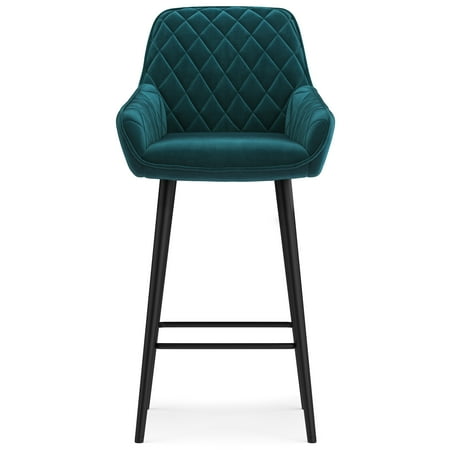 Simpli Home - Garey Counter Height Stool (Set of 2) - Teal Velvet