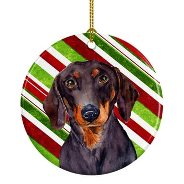 Carolines Treasures LH9223-CO1 Dachshund Candy Cane Holiday Christmas Ceramic Ornament 3 in multicolor