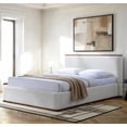 thumbnail image 3 of Omax Decor Aspen Upholstered Platform Queen Bed in White Cream Boucle Fabric, 3 of 9
