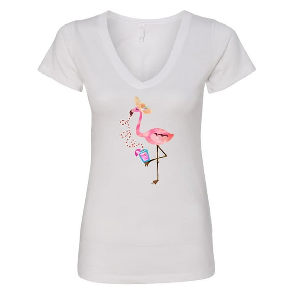 Inktastic Cute Summer Flamingo Women's V-Neck T-Shirt