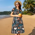thumbnail image 4 of Balery Coffee Lover Print Vestidos sueltos de manga corta para mujer, vestidos de verano 2025, vestidos casuales de corte A con vuelo., 4 of 6