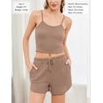 thumbnail image 3 of Ekouaer 3 Piece Waffle Knit Lounge Set for Women, Long Sleeve and Cami Top with Shorts Pajama Sets for All Seasons, 3 of 6