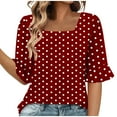 thumbnail image 2 of LADIGASU Women's Summer Printed Short Sleeve Round-Neck Blouses, 2 of 6