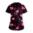 thumbnail image 3 of Valentine Scrub Tops for Women Short Sleeve V Neck Love Heart Print Nurse Working Uniforms Holiday Pocketed Tshirt Pink 4XL, 3 of 4