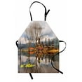 thumbnail image 1 of Balinese Apron Forest Trees Temple Cloudy Sky Reflection on Tamblingan Lake Bali Landscape Print, Unisex Kitchen Bib Apron with Adjustable Neck for Cooking Baking Gardening, Brown Grey, by Ambesonne, 1 of 3