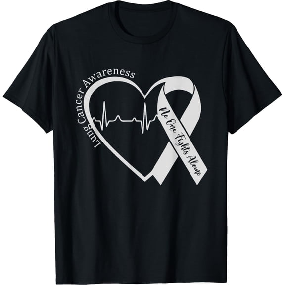 Playful Comfort Tee - Lung Cancer Awareness Heart White Ribbon Support T-Shirt