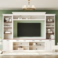 thumbnail image 2 of 4-Piece Entertainment Wall Unit with Bookshelves for TVs up to 70", Modern TV Stand Media Entertainment Center with Wine Racks, Drawers and Adjustable Shelves for Living Room, White, 2 of 9