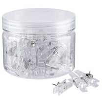 Pack of 50 Clear Thumb Tacks Photo Clip-shaped Push Pins 2-in-1 Metal Push Pin