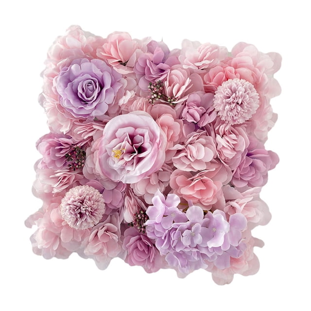Panel de pared de flores Gloria telón de fondo de flores rosas decoración artesanal para banquete Panel Floral de seda fondo para recepción de boda en Púrpura claro