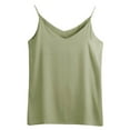 thumbnail image 5 of WCMZJ Women's Silk Tank Top Ladies V Neck Camisole Silky Loose Sleeveless Blouse Satin Tank Shirt Green S, 5 of 5
