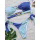 thumbnail image 1 of Luxuryt Bandeau Bikini 2025 Mujer Sexy naranja Patchwork recortado traje De baño con diamantes De imitación Traje De baño Tanga Traje De baño Traje De baño, 1 of 5