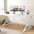 thumbnail image 2 of Rustic Computer Desk  Metal Wood Home Office Desk  Industrial Simple Study Executive Desk for Writing Work  Wooden Student Gaming Computer PC Table with Storage for Bedroom  Inch  Rustic, 2 of 6