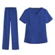 thumbnail image 1 of Conjunto de uniformes de trabajo para mujer, camiseta y pantalones de color azul, equipo exfoliante lavable a máquina, ropa de trabajo para trabajador Talla M, 1 of 7