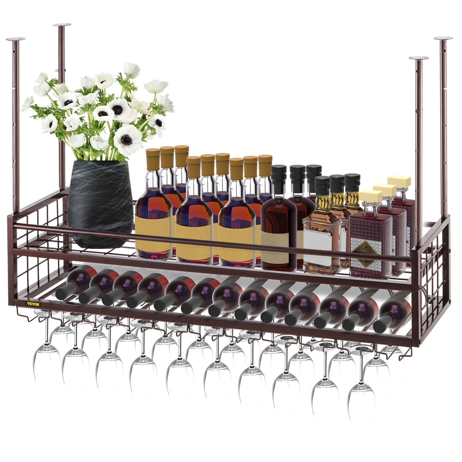 VEVOR Ceiling Wine Glass Rack, 46.9 x 11.8 inch Hanging Wine Glass Rack