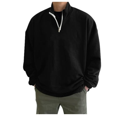 BJUTIR Mens Sweatshirts And Hoodies Autumn And Winter Fashion Casual Loose Oversize Zipper Solid Color Stand Collar Hoodless Pullover Sweater Coat Top