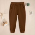 thumbnail image 2 of Xudanell Unisex Toddler Jogger Pants Kids Cotton Elastic Waist Winter Baby Sweatpants Pants 1-5Years (2-3 Years, Brown), 2 of 4