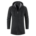 thumbnail image 4 of Men Solid Color Hooded Jacket Windbreaker Mid-length Casual Coat, 4 of 9