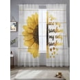 thumbnail image 2 of Yellow Sunflowers Sheer Curtains 108 Inch Length 2 Panels Set Window Treatments, You Are My Sunshine Wood Rustic Rod Pocket Semi Curtains for Living Room/Bedroom/Kitchen Décor, 104"W x 108"L, 2 of 7