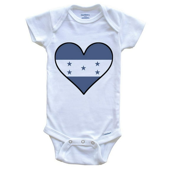 Honduran Flag Baby Bodysuit - Cute Honduran Flag Heart - Honduras Baby Bodysuit, 0-3 Months White