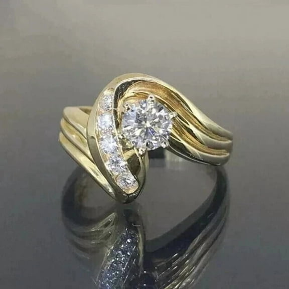 2.00Ct Real Moissanite Round Cut Women's Engagement Ring 14K Yellow Gold Plated